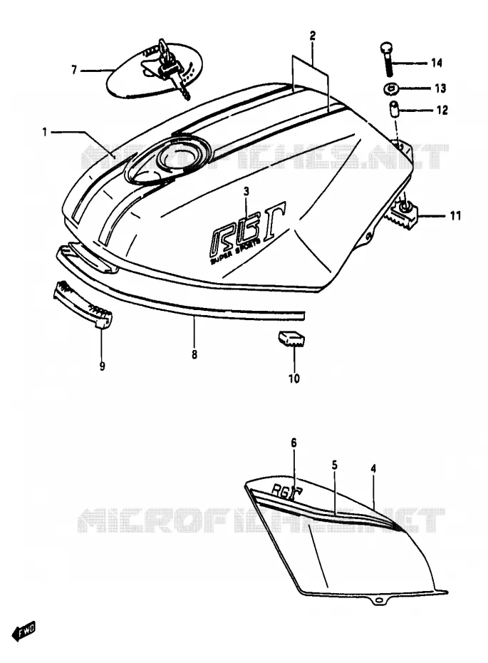 FUEL TANK (MODEL G/G1) Suzuki MOTO 50 RG 1985  RG50F(D/E/F/1/G/J/K)