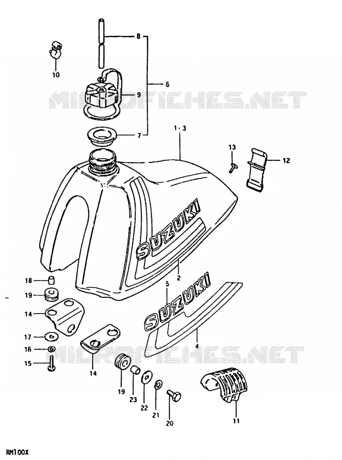 FUEL TANK (RM100N, RM100T) Suzuki MOTO 100 RM 1992  RM100N(N/T/X)
