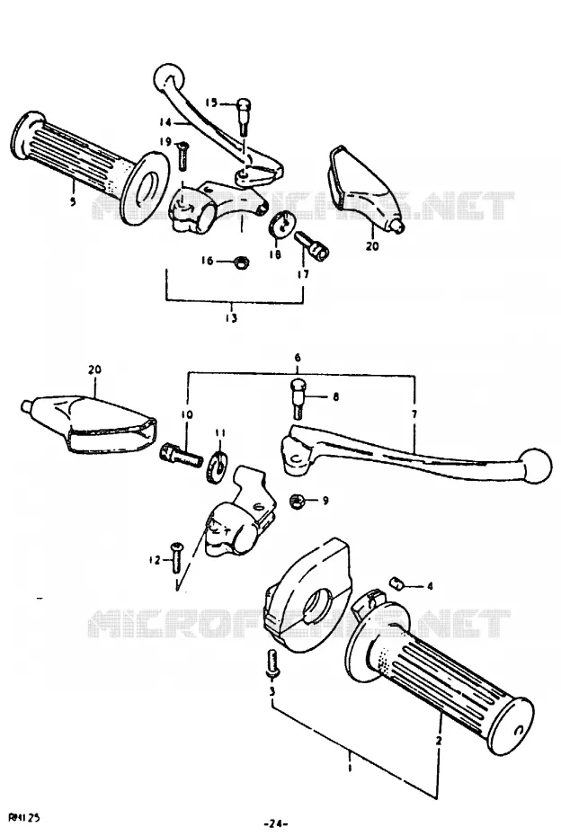HANDLE GLIP - LEVER (RM125N) Suzuki MOTO 125 RM 1980  RM125T