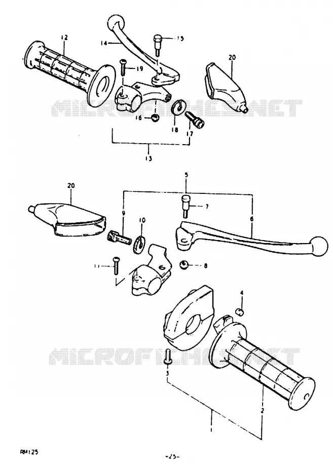 HANDLE GLIP - LEVER (RM125T) Suzuki MOTO 125 RM 1980  RM125T