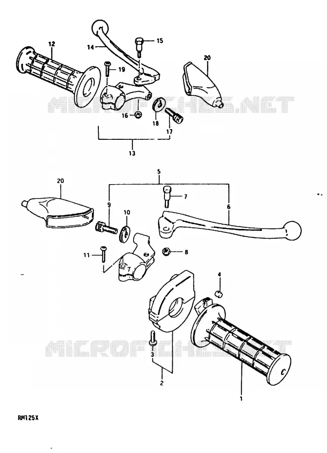 HANDLE GLIP - LEVER Suzuki MOTO 125 RM 1981  RM125X