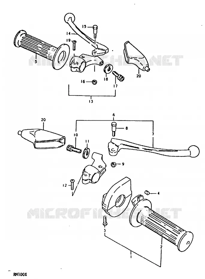 HANDLE GRIP - LEVER (RM100N) Suzuki MOTO 100 RM 1992  RM100N(N/T/X)