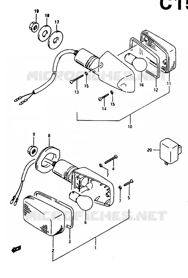 INDICATORS (E2, E4, E15, E17, E18, E34) Suzuki MOTO 125 RG 1994  RG125FUR(N/P/R)
