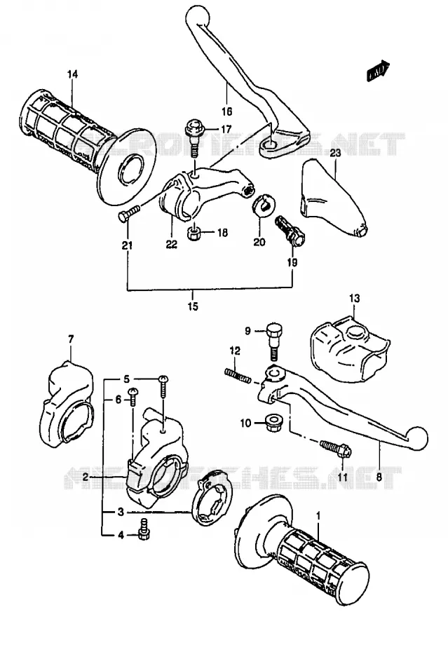 LEVERS - HANDGRIPS Suzuki MOTO 250 RM 2000  RM250Y(T/V/W/X/Y)