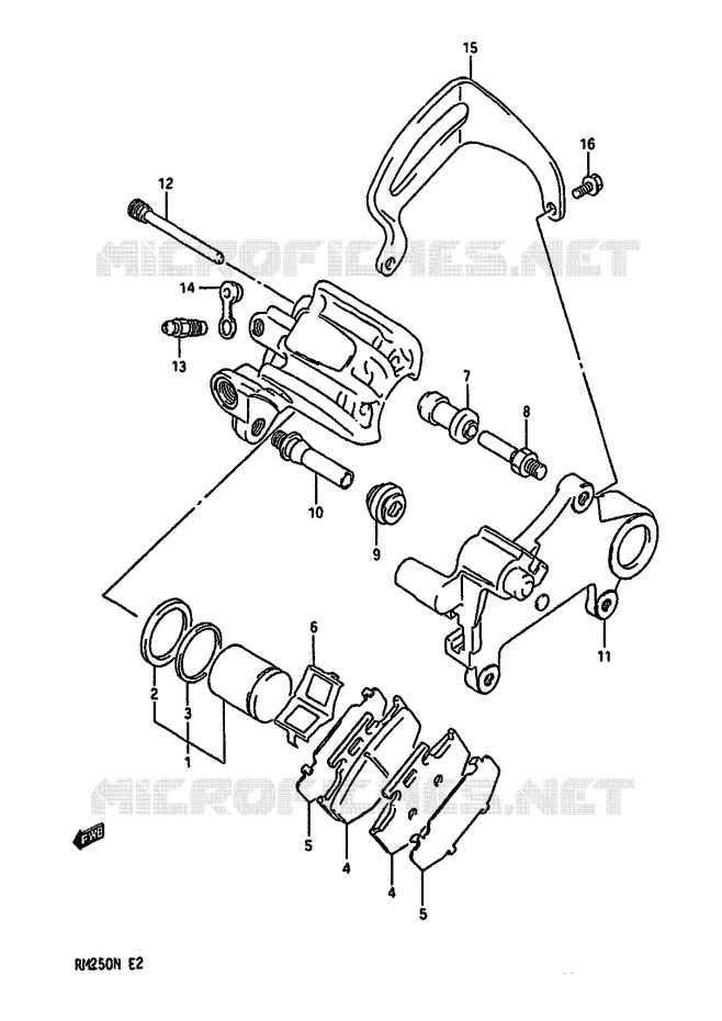 REAR CALIPERS (MODEL K) Suzuki MOTO 250 RM 1992  RM250N(K/L/M/N)