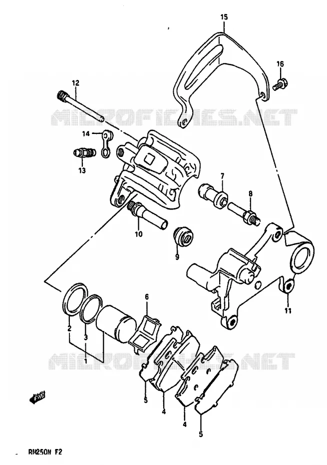 REAR CALIPERS (MODEL L) Suzuki MOTO 250 RM 1990  RM250L(K/L/M/N)
