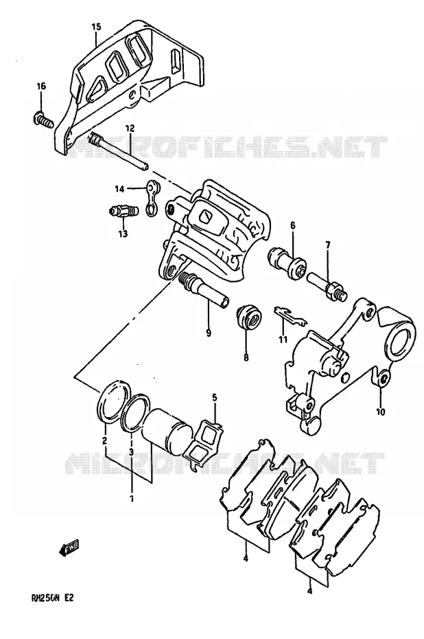 REAR CALIPERS (MODEL N) Suzuki MOTO 250 RM 1992  RM250N(K/L/M/N)