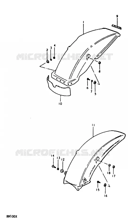 REAR FENDER Suzuki MOTO 100 RM 1992  RM100N(N/T/X)