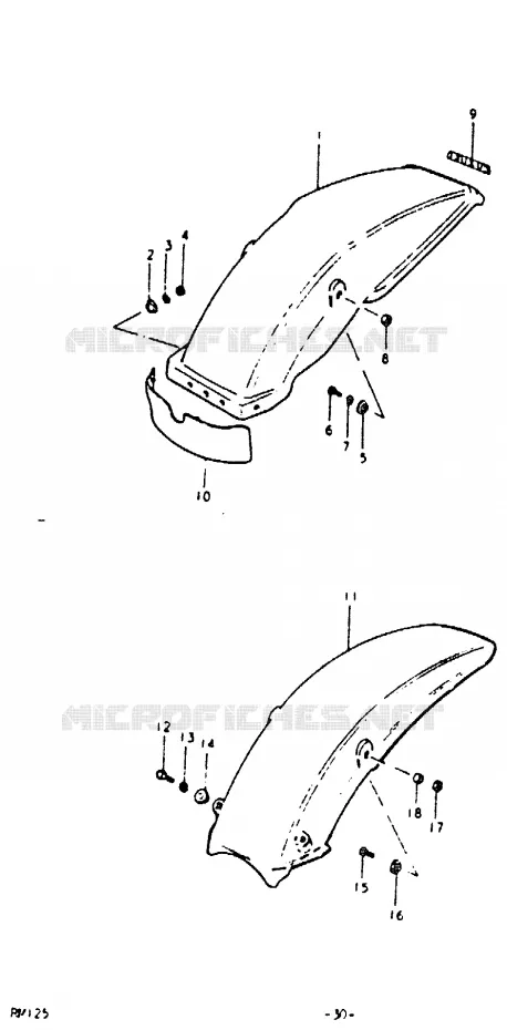 REAR FENDER Suzuki MOTO 125 RM 1979  RM125N