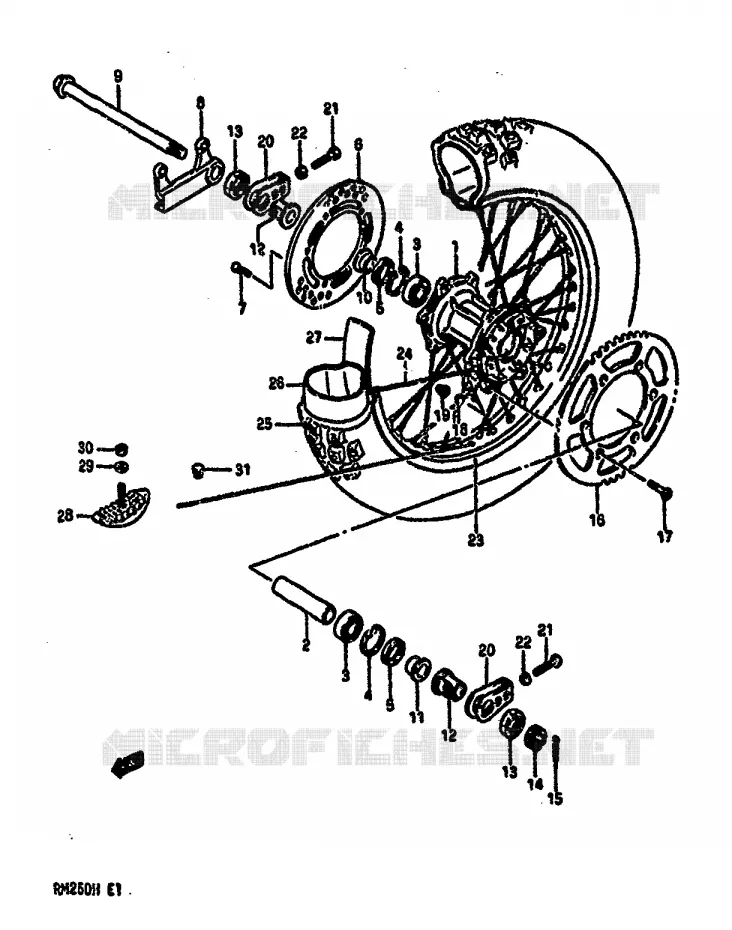 REAR WHEEL (MODEL H) Suzuki MOTO 250 RM 1987  RM250H(G/H)