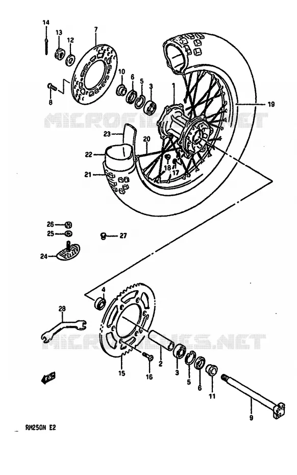 REAR WHEEL (MODEL K) Suzuki MOTO 250 RM 1990  RM250L(K/L/M/N)