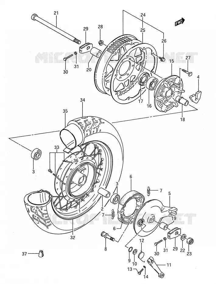 REAR WHEEL Suzuki MOTO 650 BOULEVARD 1990  LS650PL(E28)