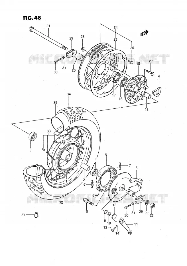 REAR WHEEL Suzuki MOTO 650 SAVAGE 1990  LS650PL(E2)