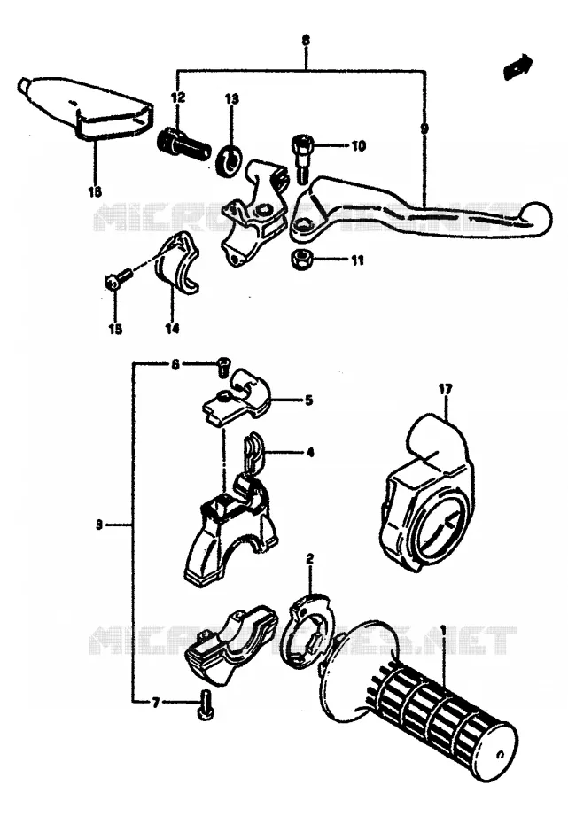 RIGHT SWITCH - HANDGRIP (MODEL E) Suzuki MOTO 125 RM 1984  RM125E(E/F)