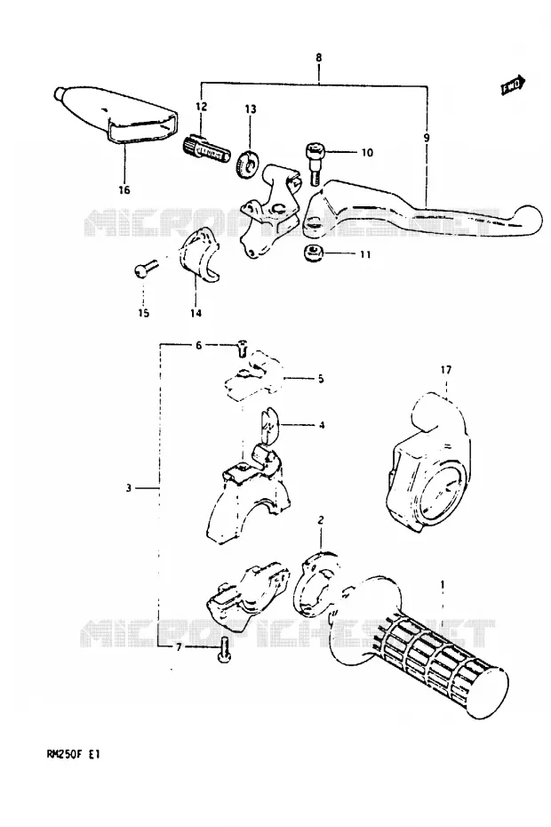 RIGHT SWITCH - HANDGRIP (MODEL E) Suzuki MOTO 250 RM 1984  RM250E(E/F)