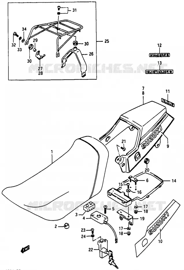 SEAT (MODEL K) Suzuki MOTO 50 RG 1985  RG50F1(D/E/F/1/G/J/K)