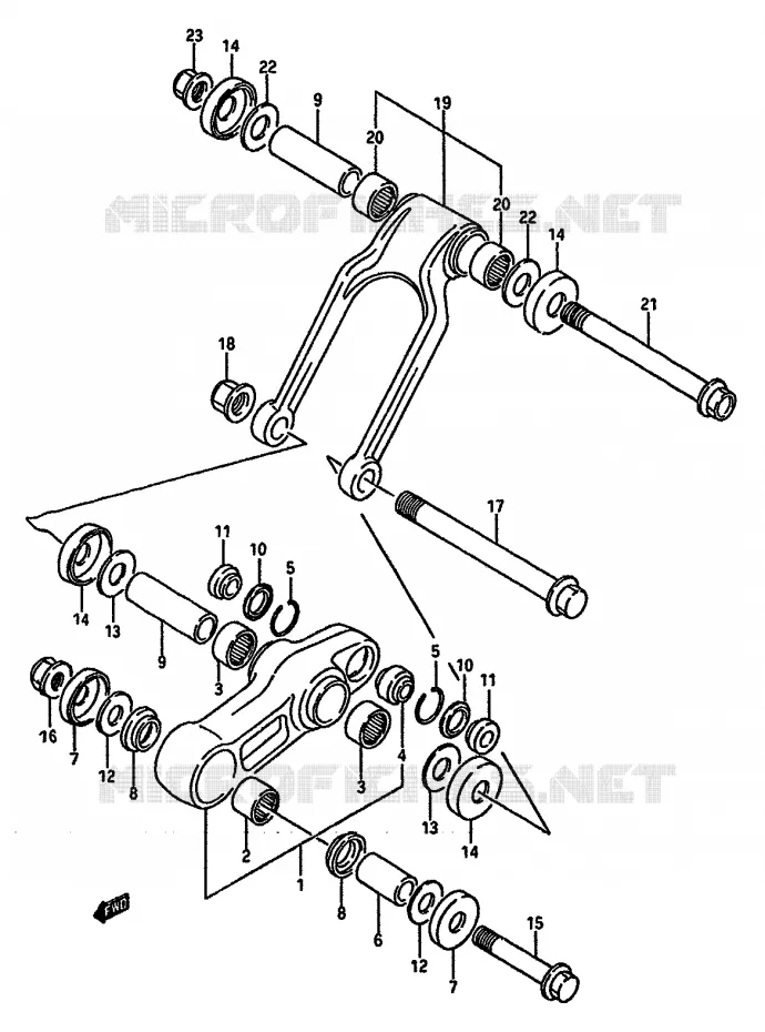 SHOCK ABSORBER LINKAGE (MODEL H/J) Suzuki MOTO 125 RM 1987  RM125H(G/H/J)