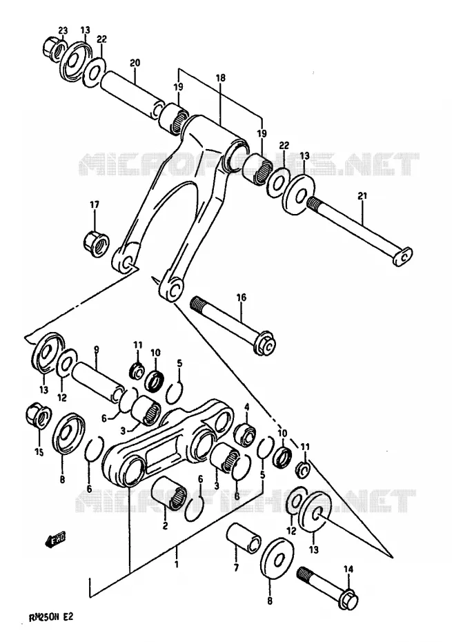 SHOCK ABSORBER LINKAGE (MODEL K) Suzuki MOTO 250 RM 1992  RM250 N (E02,E04,E24)