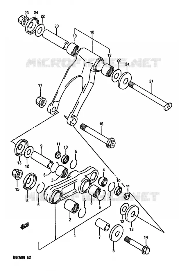 SHOCK ABSORBER LINKAGE (MODEL L) Suzuki MOTO 250 RM 1992  RM250 N (E02,E04,E24)