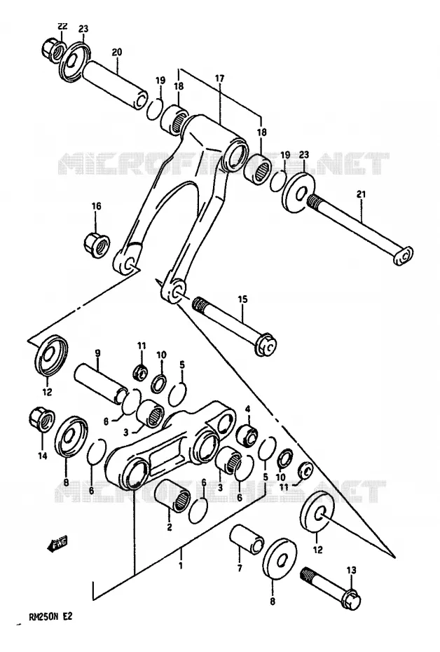 SHOCK ABSORBER LINKAGE (MODEL M) Suzuki MOTO 250 RM 1992  RM250 N (E02,E04,E24)