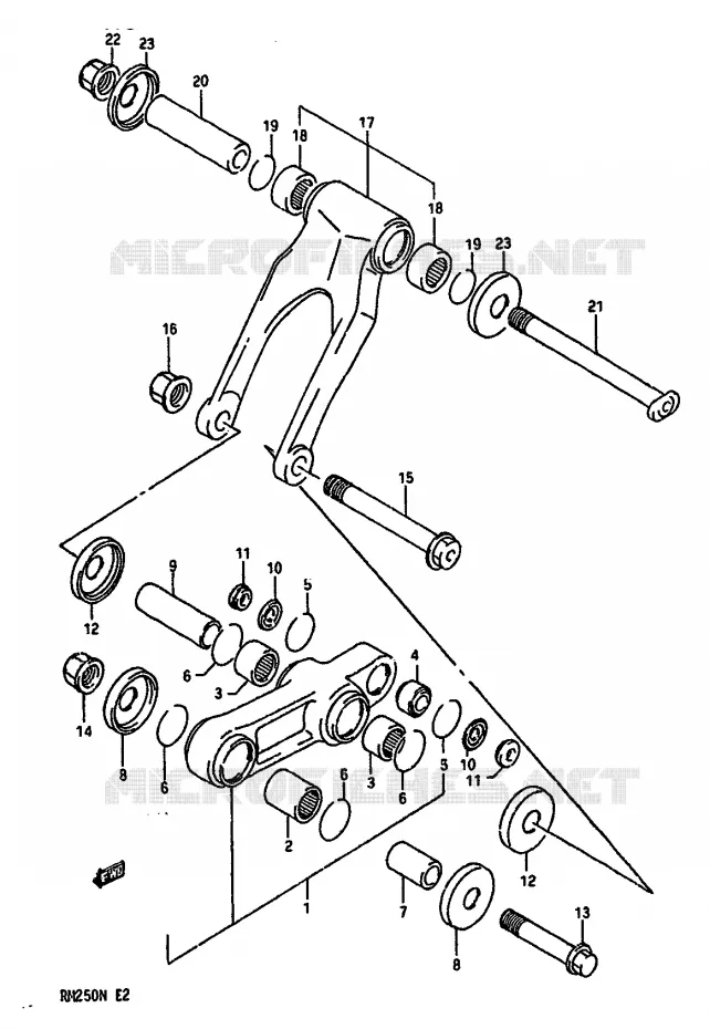 SHOCK ABSORBER LINKAGE (MODEL N) Suzuki MOTO 250 RM 1991  RM250M(K/L/M/N)