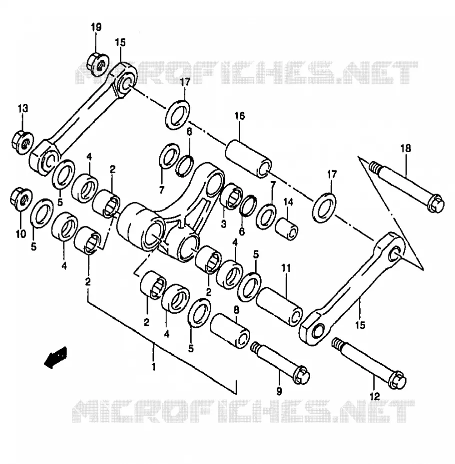 SHOCK ABSORBER LINKAGE (MODEL Y) Suzuki MOTO 250 RM 1996  RM250T(T/V/W/X/Y)