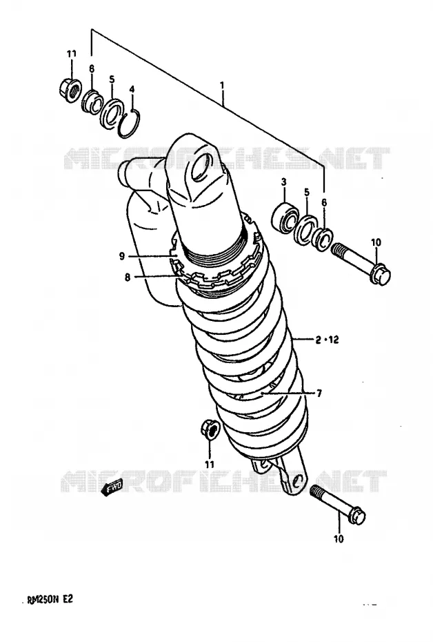 SHOCK ABSORBER (MODEL K) Suzuki MOTO 250 RM 1989  RM250K(K/L/M/N)
