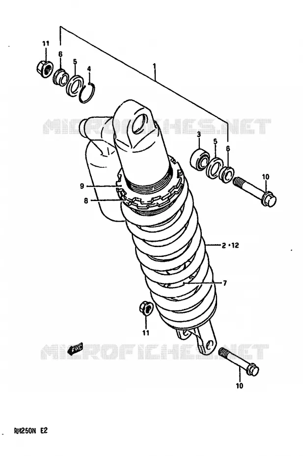 SHOCK ABSORBER (MODEL M) Suzuki MOTO 250 RM 1992  RM250 N (E02,E04,E24)