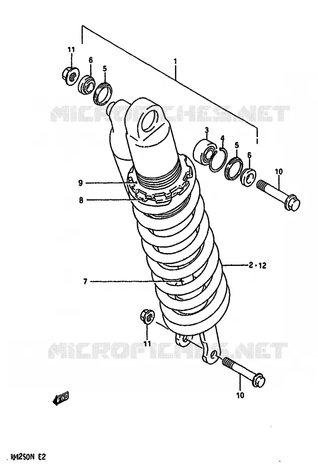 SHOCK ABSORBER (MODEL N) Suzuki MOTO 250 RM 1992  RM250 N (E02,E04,E24)