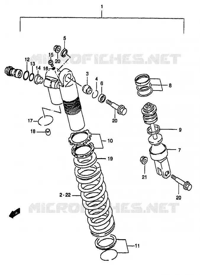 SHOCK ABSORBER (MODEL V) Suzuki MOTO 250 RM 1999  RM250X(T/V/W/X/Y)