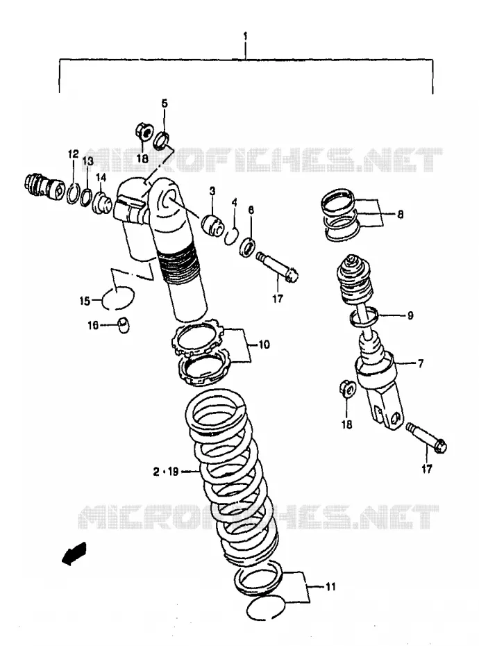 SHOCK ABSORBER (MODEL X) Suzuki MOTO 250 RM 1999  RM250X(T/V/W/X/Y)