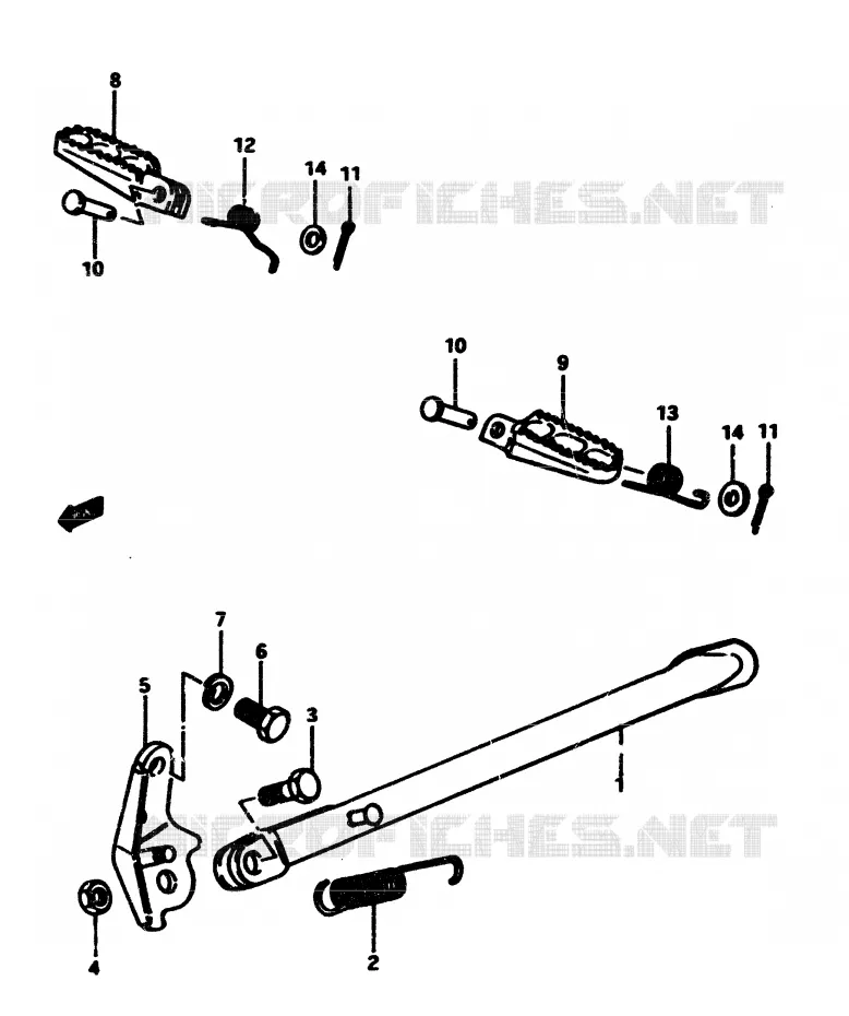 STAND - FOOTREST Suzuki MOTO 500 RM 1985  RM500F