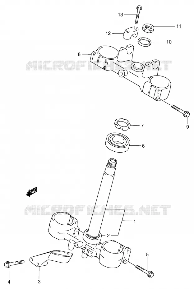 STEERING COLUMN (MODEL X/Y) Suzuki MOTO 125 RM 2000  RM125Y(E2)