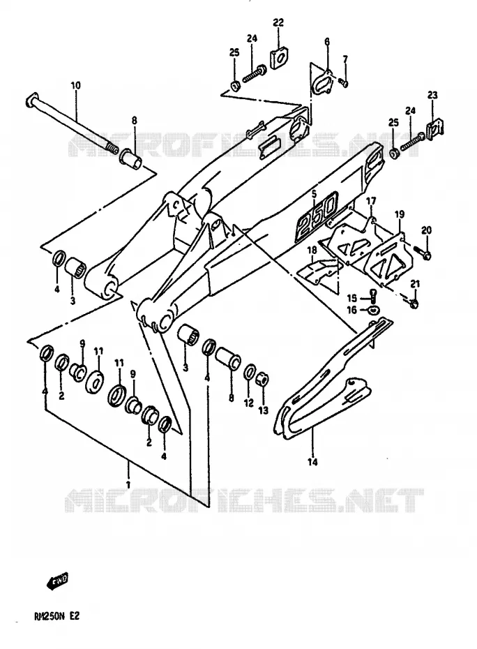 SWINGARM (MODEL M) Suzuki MOTO 250 RM 1989  RM250K(K/L/M/N)