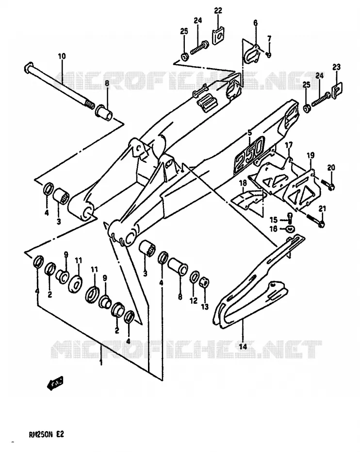SWINGARM (MODEL N) Suzuki MOTO 250 RM 1989  RM250K(K/L/M/N)