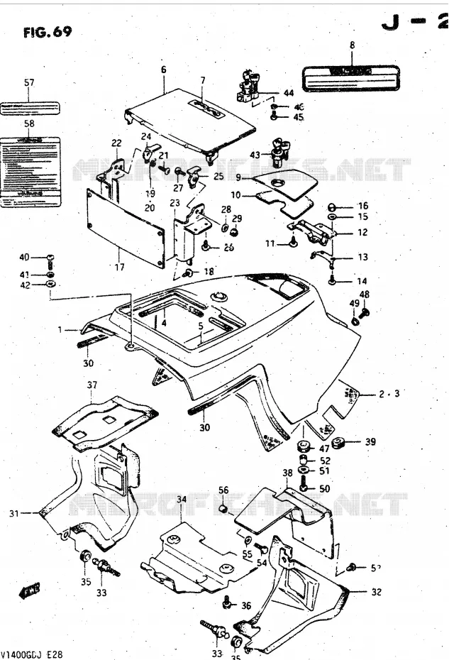 UPPER FAIRING (MODEL G/H) Suzuki MOTO 1400 CAVALCADE 1988  GV1400GCJ(DG-DJ/CJ)