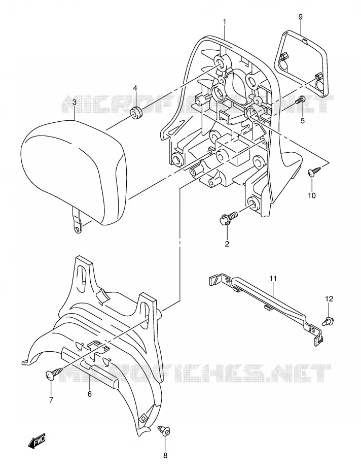 BACKREST (CENTER)(MODEL K3) Suzuki SCOOTER 250 BURGMAN 2004  AN250K4(E2)