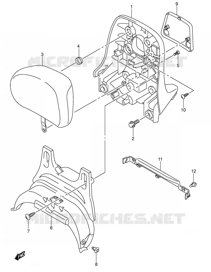BACKREST (CENTER)(MODEL K3) Suzuki SCOOTER 400 BURGMAN 2006  AN400K6(E2)