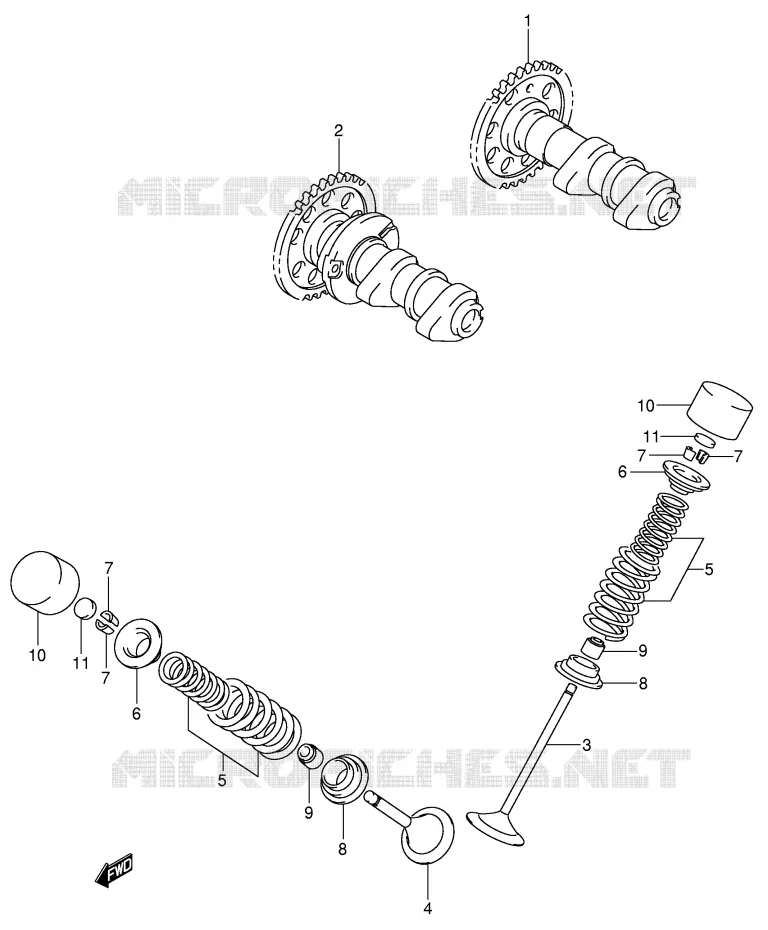 CAM SHAFT/VALVE Suzuki MOTO 400 DR-Z 2004  DR-Z400SK4(E3/E28)