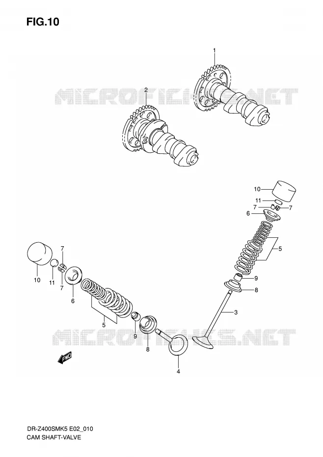 CAMSHAFT/VALVE Suzuki MOTO 400 DR-Z 2005  DR-Z400SMK5(E2)
