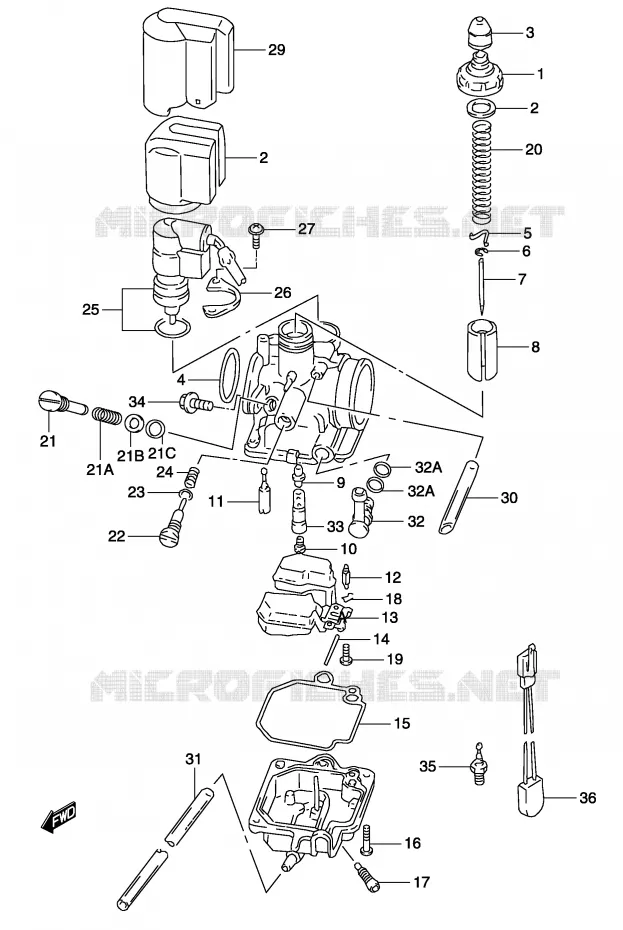 CARBURETOR (MODEL AY50 K1/K2) Suzuki SCOOTER 50 KATANA 2004  AY50K4(P19)