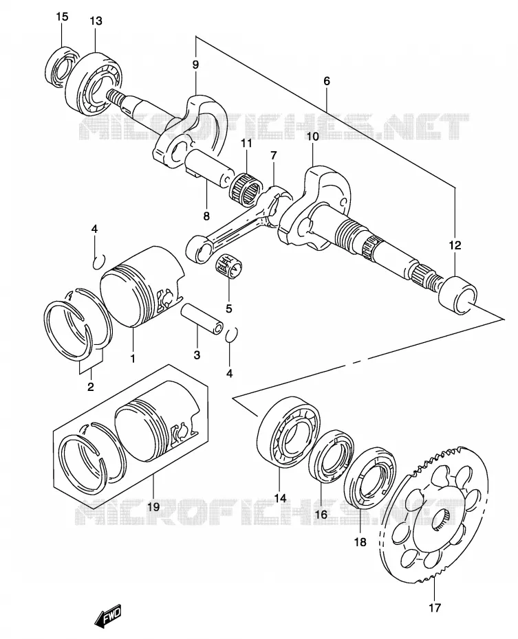 CRANKSHAFT (MODEL AY50 K1/K2) Suzuki SCOOTER 50 KATANA 2003  AY50WK3(P19)