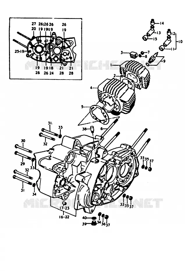 CYLINDER - CRANKCASE Suzuki MOTO 100 A100 1990  A100L(K/L/M/N/4)