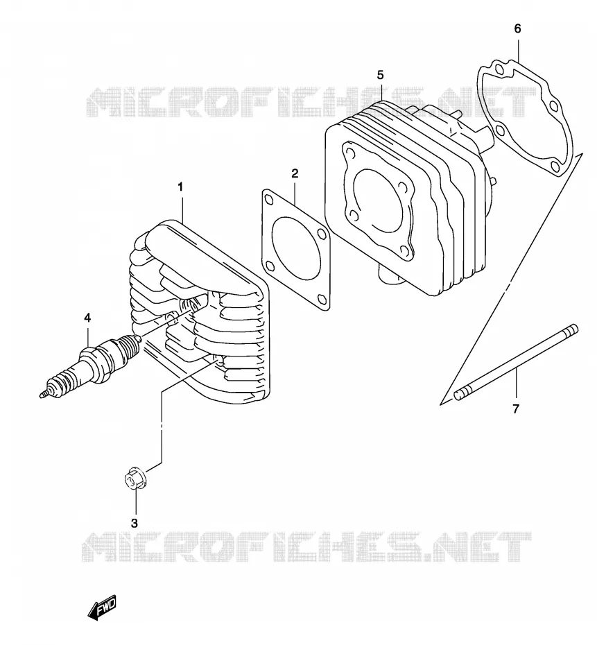 CYLINDER (MODEL AY50 K1/K2) Suzuki SCOOTER 50 KATANA 2003  AY50WK3(P19)