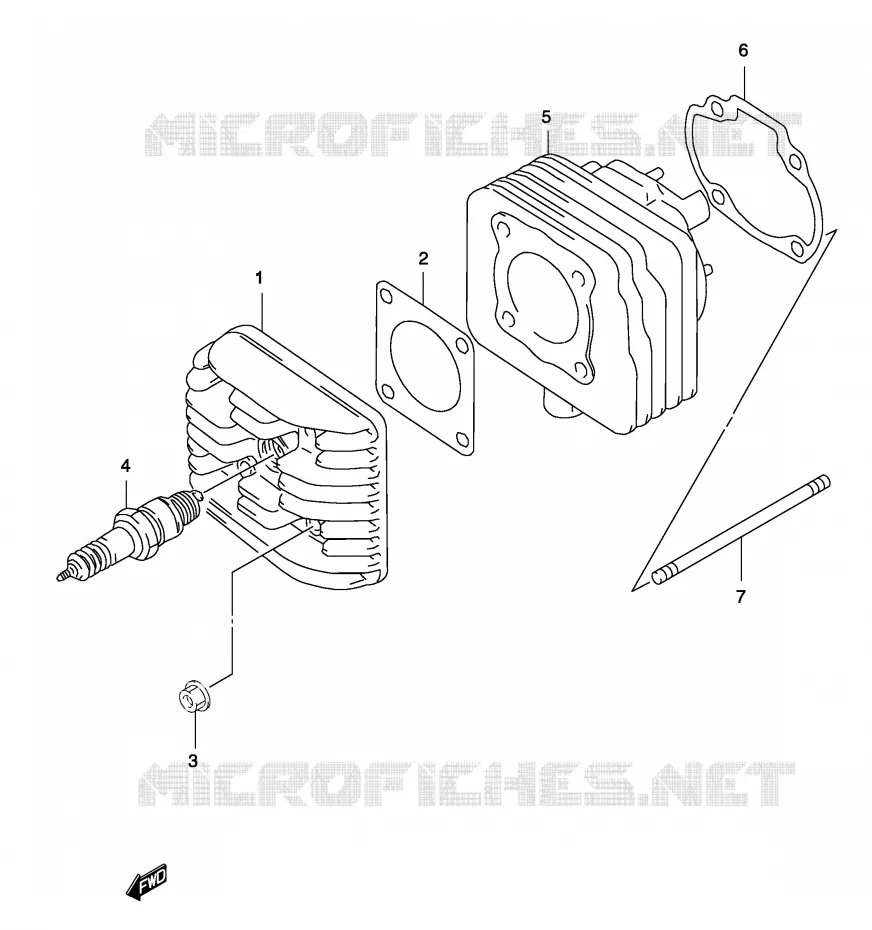 CYLINDER (MODEL AY50 K3/K4) Suzuki SCOOTER 50 KATANA 2003  AY50K3(P19)