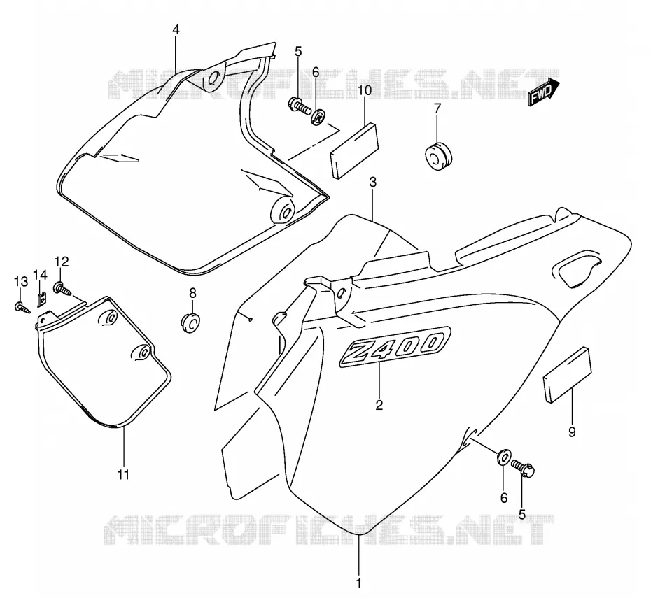 FAIRING (MODEL K1/K2) Suzuki MOTO 400 DR-Z 2003  DR-Z400EK3(E1)