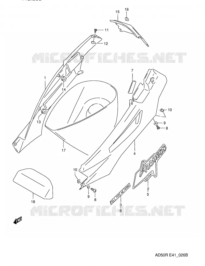 FAIRING (MODEL M E41,P9,E94) Suzuki SCOOTER 50 AD 1991  AD50WM(E41)