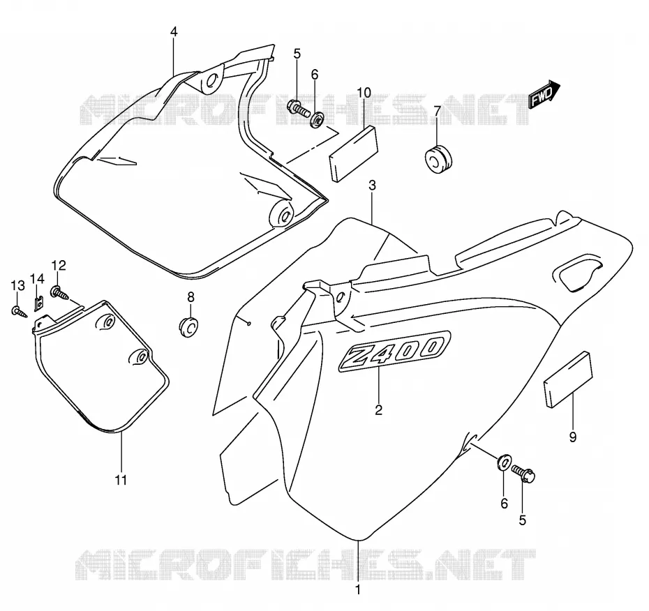 FAIRING (MODEL Y) Suzuki MOTO 400 DR-Z 2001  DR-Z400EK1(E1)