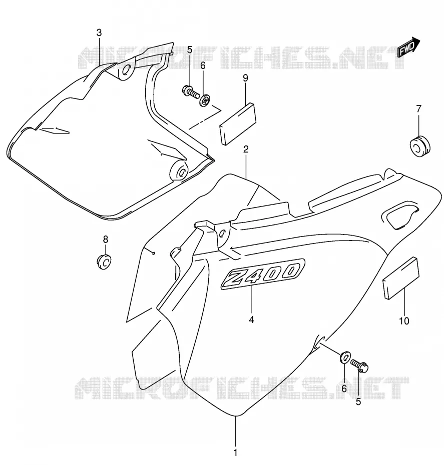 FAIRING (MODEL Y) Suzuki MOTO 400 DR-Z 2004  DR-Z400SK4(E3/E28)