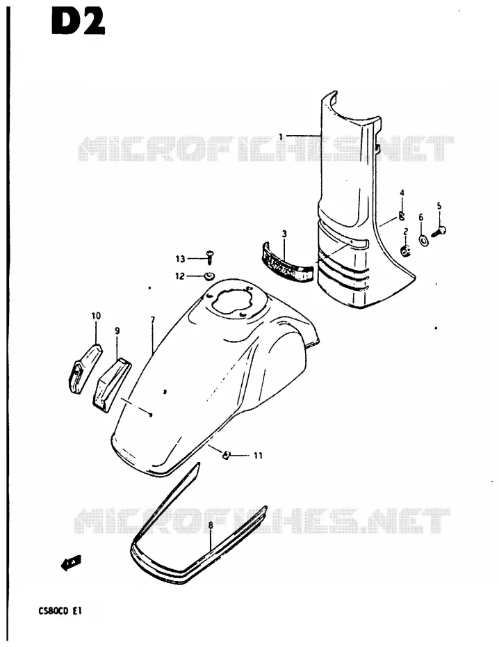 FRAME HEAD COVER - FRONT FENDER Suzuki SCOOTER 80 CS 1983  CS80CD